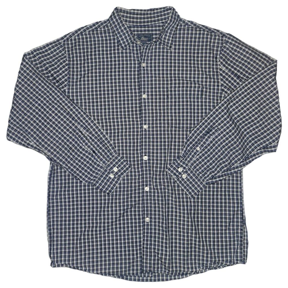 G H Bass Long Sleeve Button Down Mens Shirt Blue Casual Size L